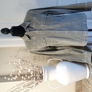 Eddie Bauer Light Sage Green Button-Up  Corduroy Shirt/Jacket Sz M